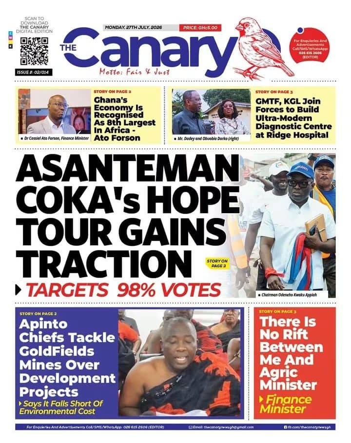 Newspaper Headlines Monday - 27/07/26