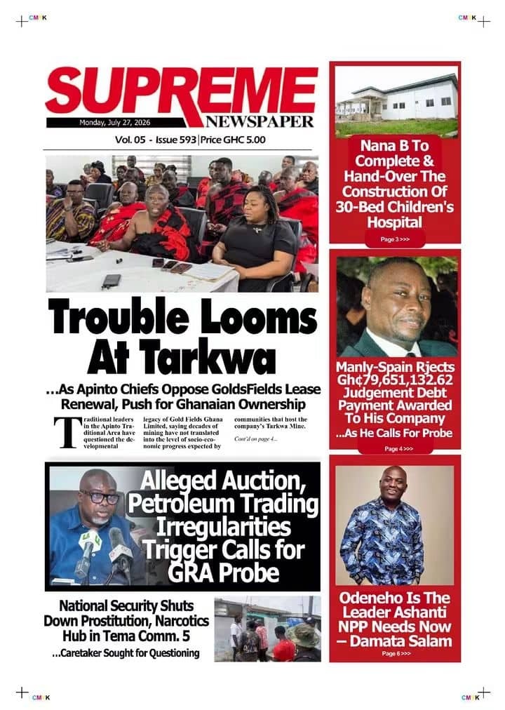 Newspaper Headlines Monday - 27/07/26