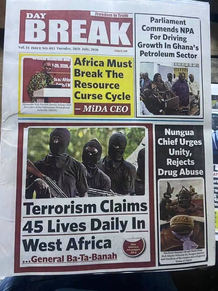 Newspaper Headlines Tuesday - 28/07/26