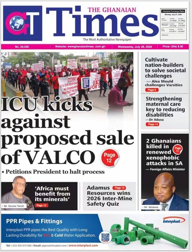 Newspaper Headlines Tuesday - 28/07/26