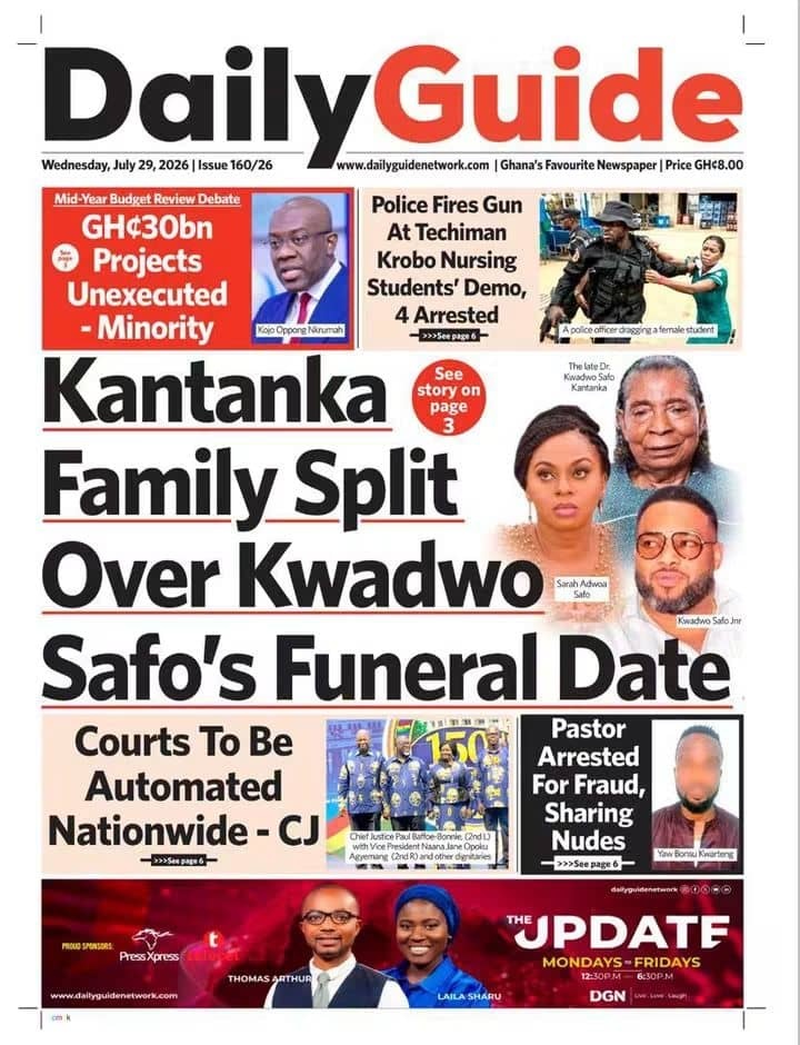 Newspaper Headlines - Wednesday 29/07/26