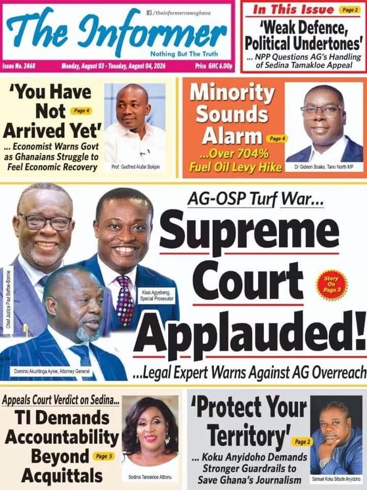 Newspaper Headlines - Monday, 03/08/26