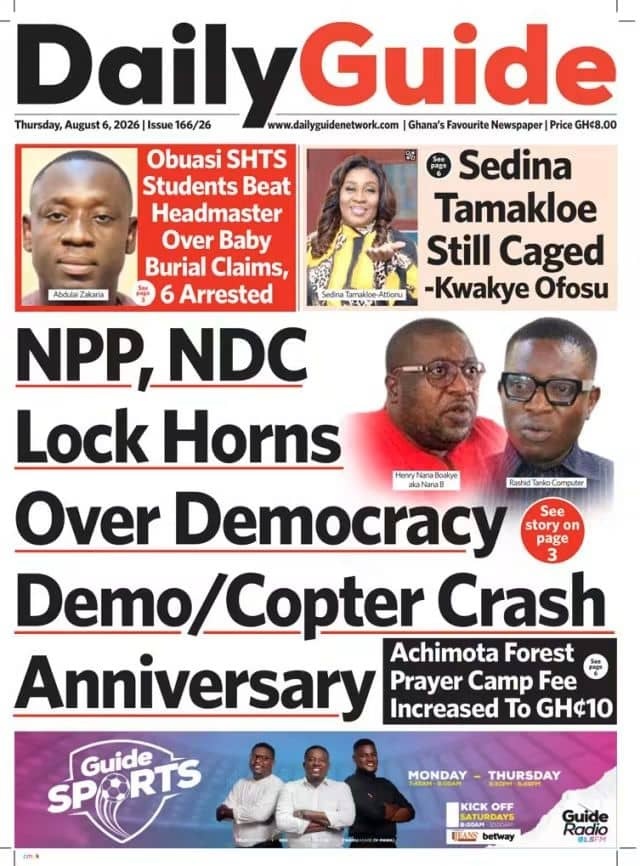 Newspaper Headlines - Thursday, 06/08/26