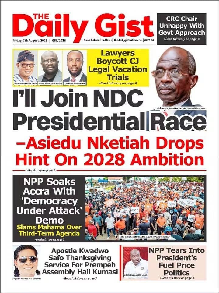 Newspaper Headlines - Friday, 07/08/26
