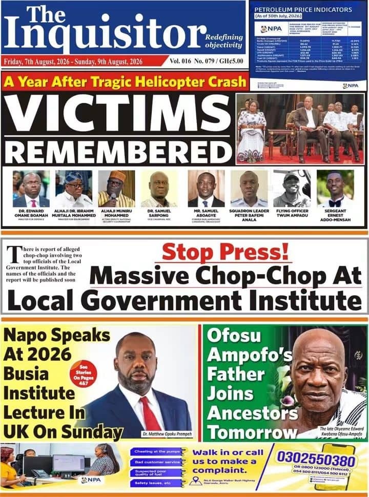 Newspaper Headlines - Friday, 07/08/26