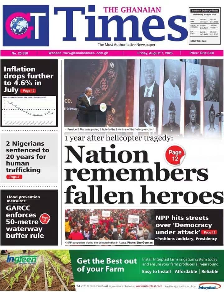 Newspaper Headlines - Friday, 07/08/26