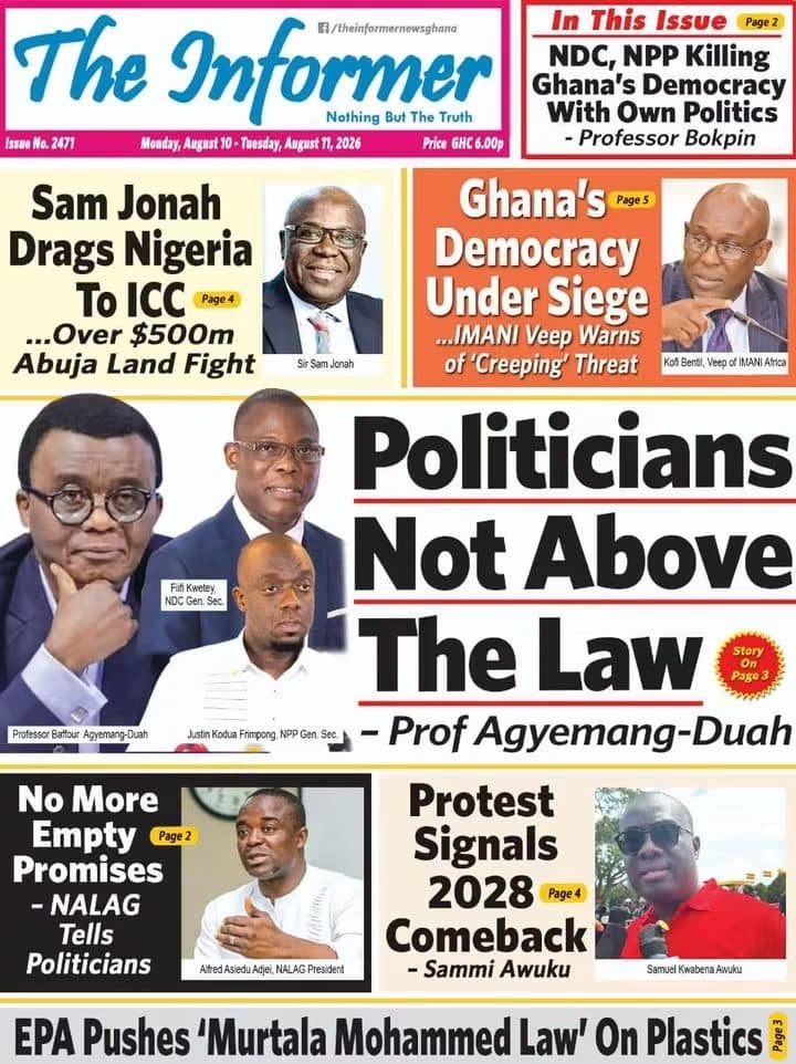 Newspaper Headlines - Monday, 10/08/26