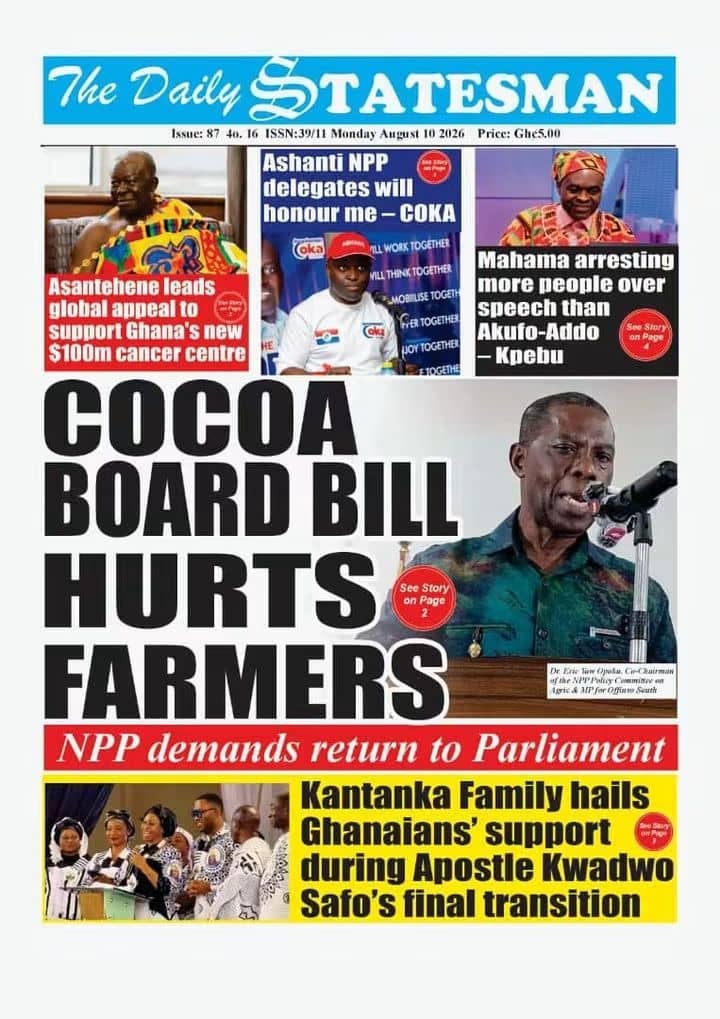 Newspaper Headlines - Monday, 10/08/26