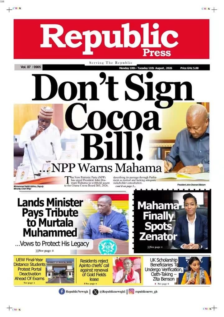 Newspaper Headlines - Monday, 10/08/26