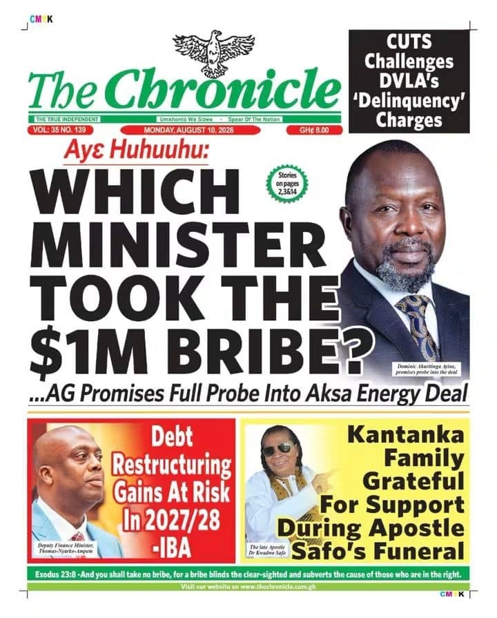 Newspaper Headlines - Monday, 10/08/26