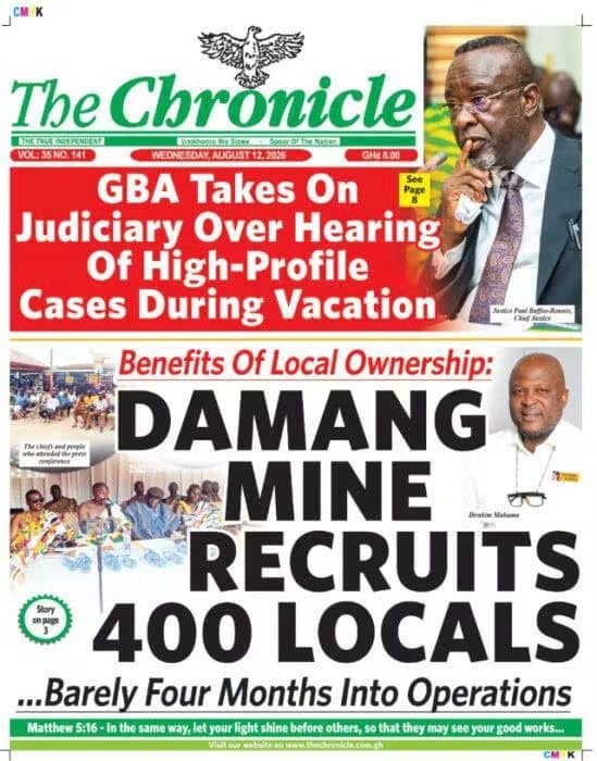 Newspaper Headlines - Wednesday, 12/08/26