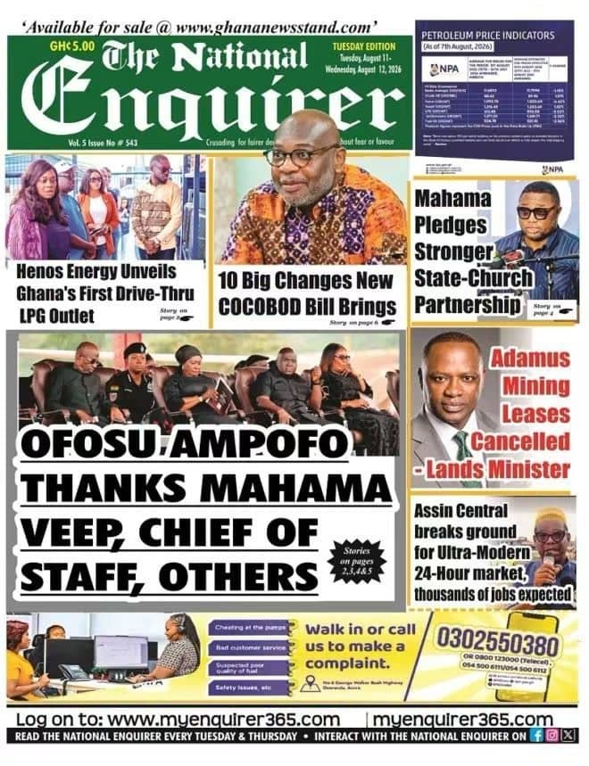 Newspaper Headlines - Wednesday, 12/08/26