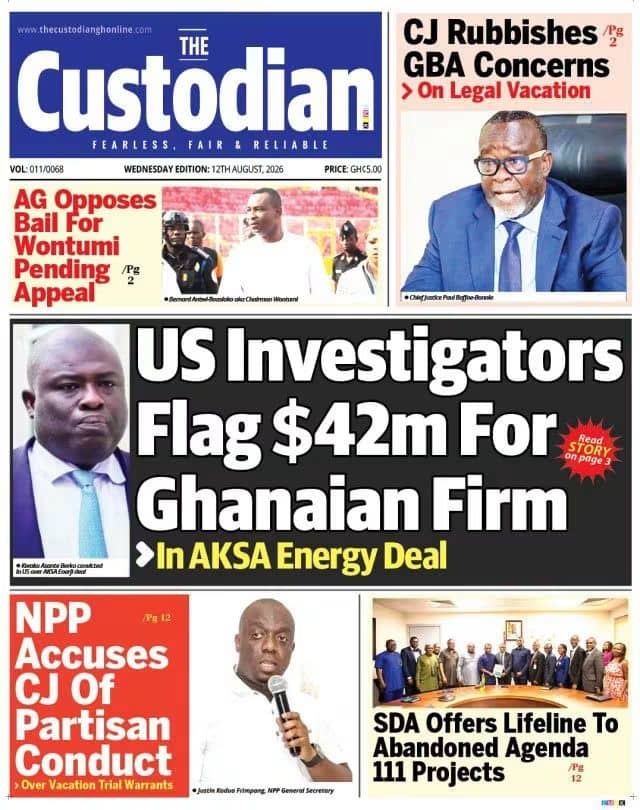 Newspaper Headlines - Wednesday, 12/08/26
