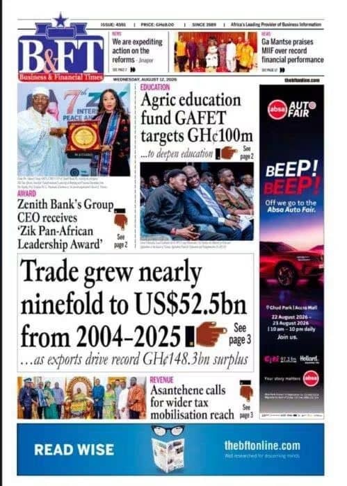 Newspaper Headlines - Wednesday, 12/08/26