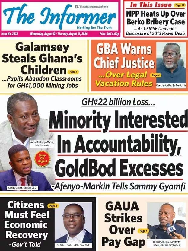Newspaper Headlines - Wednesday, 12/08/26