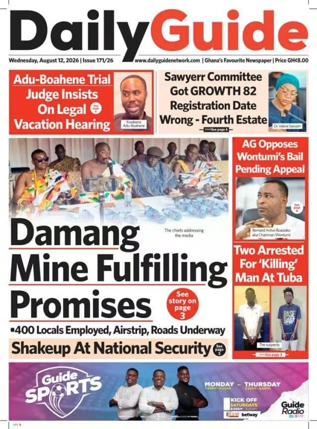 Newspaper Headlines - Wednesday, 12/08/26