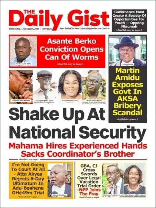 Newspaper Headlines - Wednesday, 12/08/26