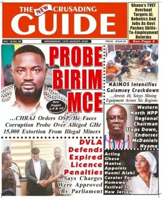 Newspaper Headlines - Wednesday, 12/08/26