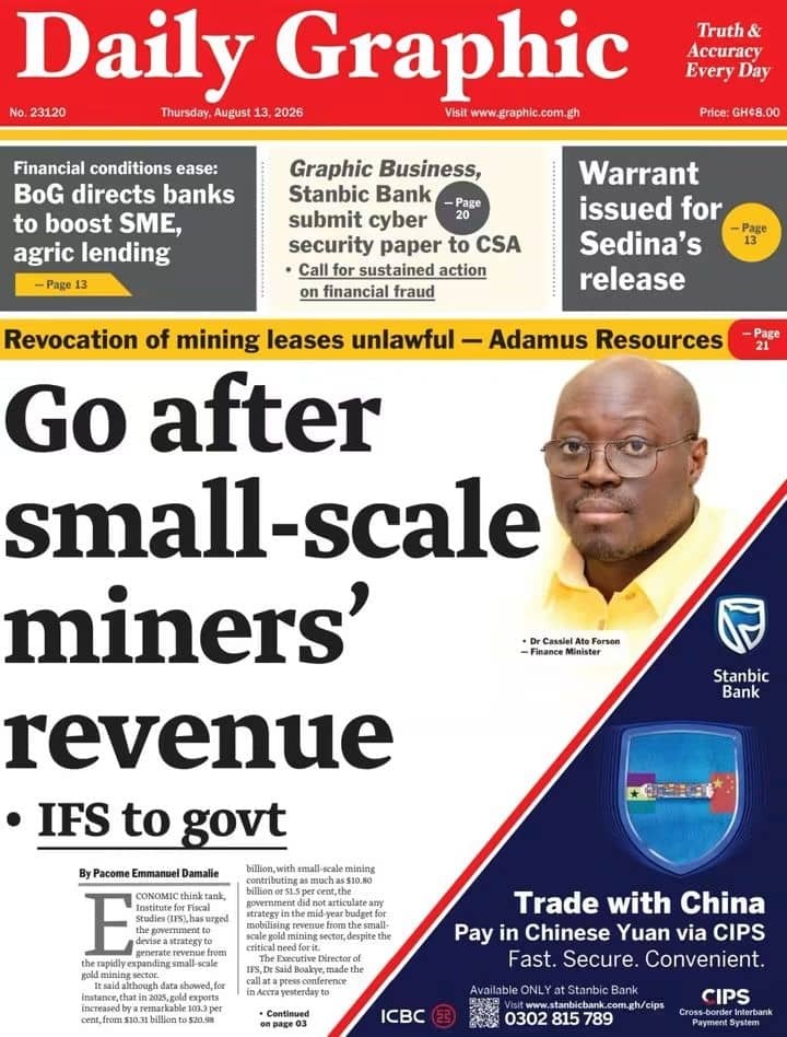 Newspaper Headlines - Thursday, 13/08/26