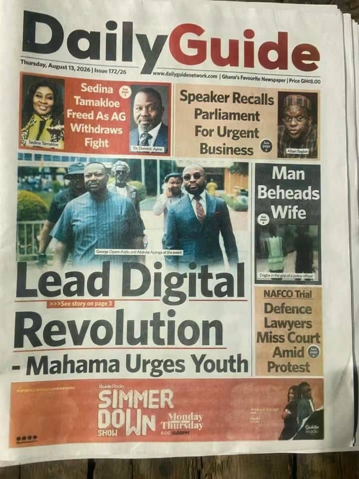 Newspaper Headlines - Thursday, 13/08/26