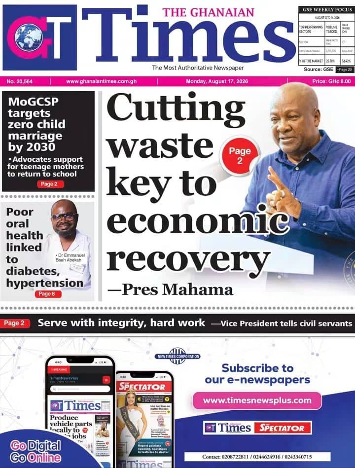 Newspaper Headlines - Monday, 17/08/26