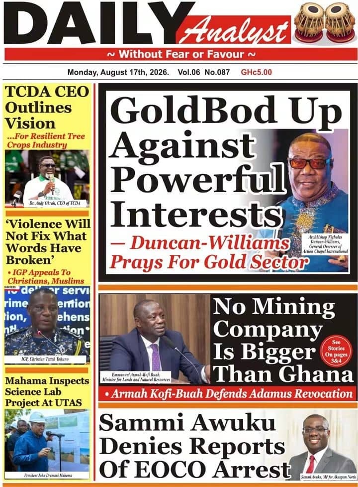 Newspaper Headlines - Monday, 17/08/26