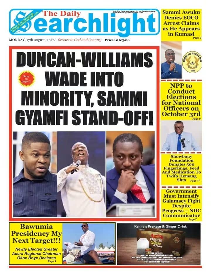 Newspaper Headlines - Monday, 17/08/26