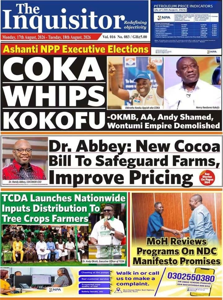 Newspaper Headlines - Monday, 17/08/26