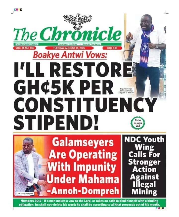 Newspaper Headlines - Tuesday, 18/08/26