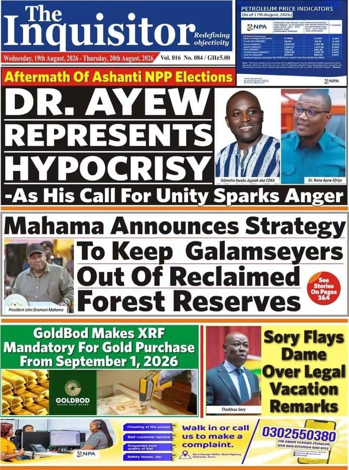 Newspaper Headlines - Wednesday, 19/08/26