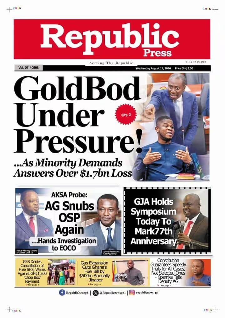 Newspaper Headlines - Wednesday, 19/08/26