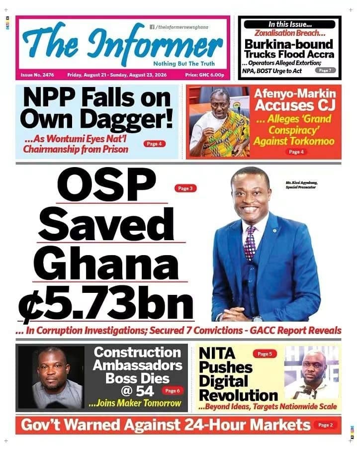Newspaper Headlines - Friday, 21/08/26