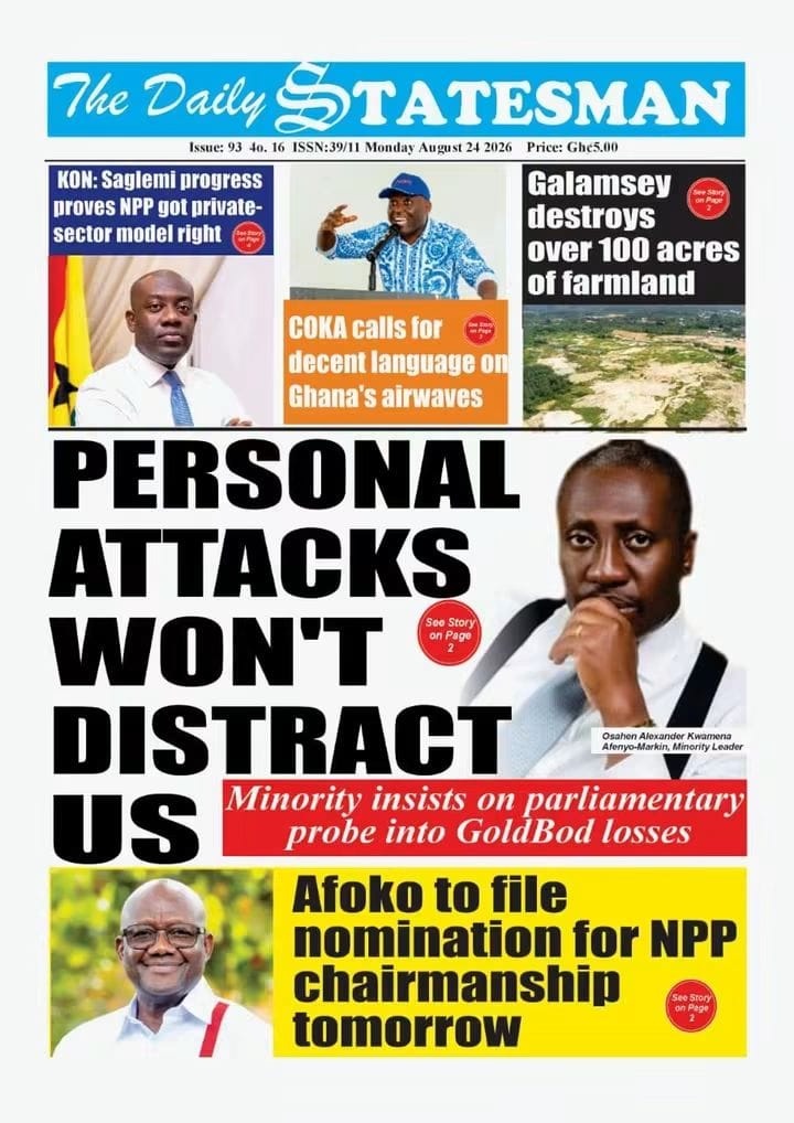 Newspaper Headlines - Monday, 24/08/26