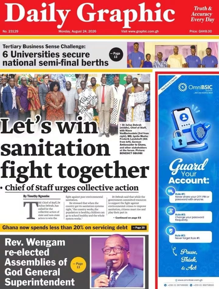 Newspaper Headlines - Monday, 24/08/26