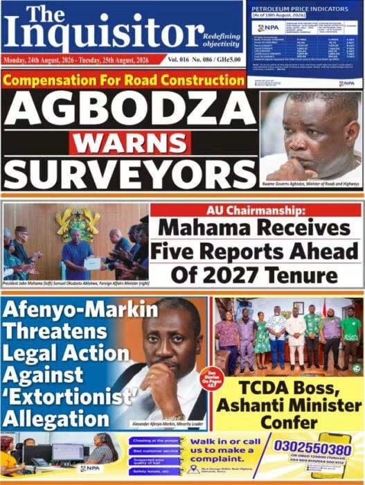 Newspaper Headlines - Monday, 24/08/26