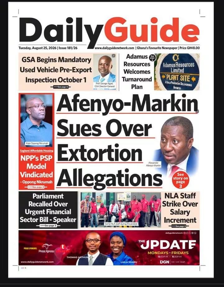 Newspaper Headlines - Tuesday, 25/08/26