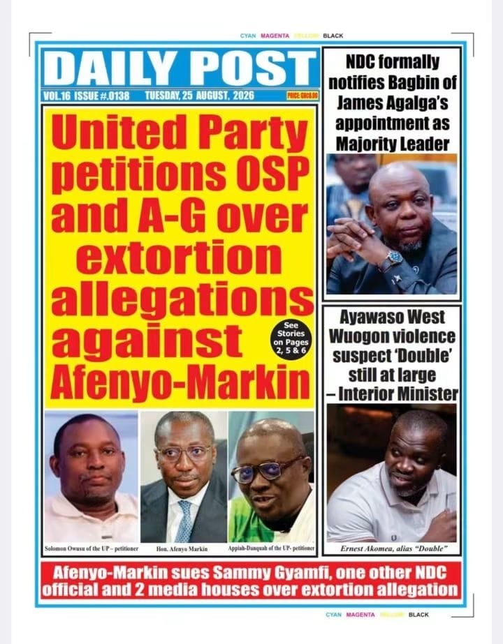 Newspaper Headlines - Tuesday, 25/08/26