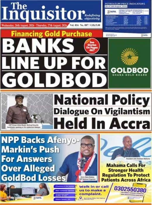 Newspaper Headlines - Wednesday, 26/08/26