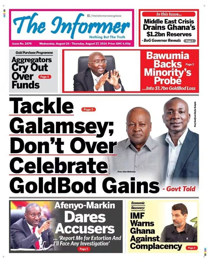 Newspaper Headlines - Wednesday, 26/08/26