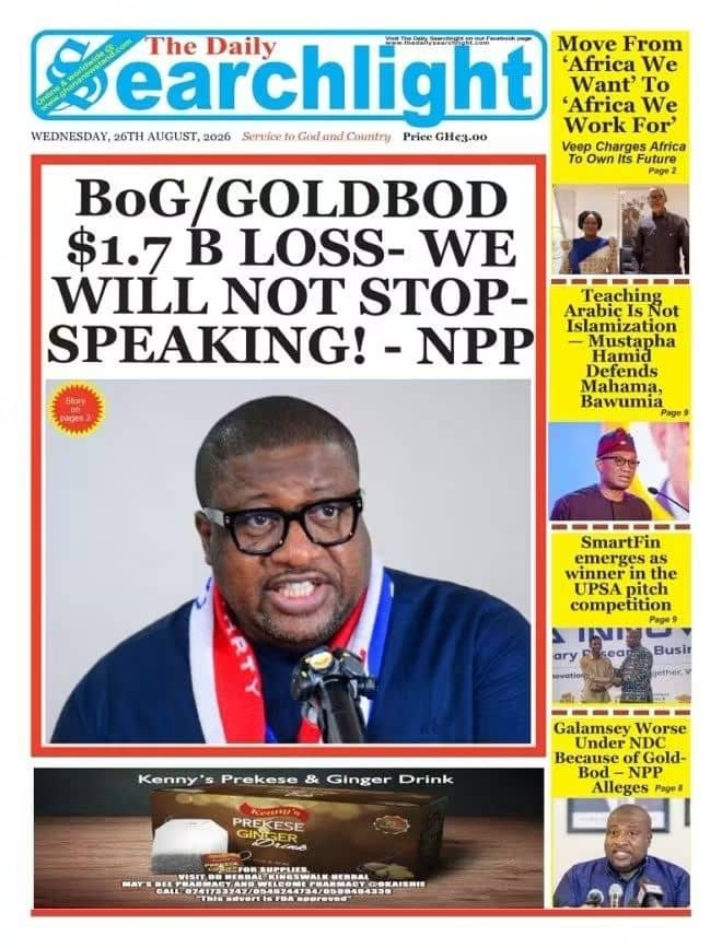 Newspaper Headlines - Wednesday, 26/08/26
