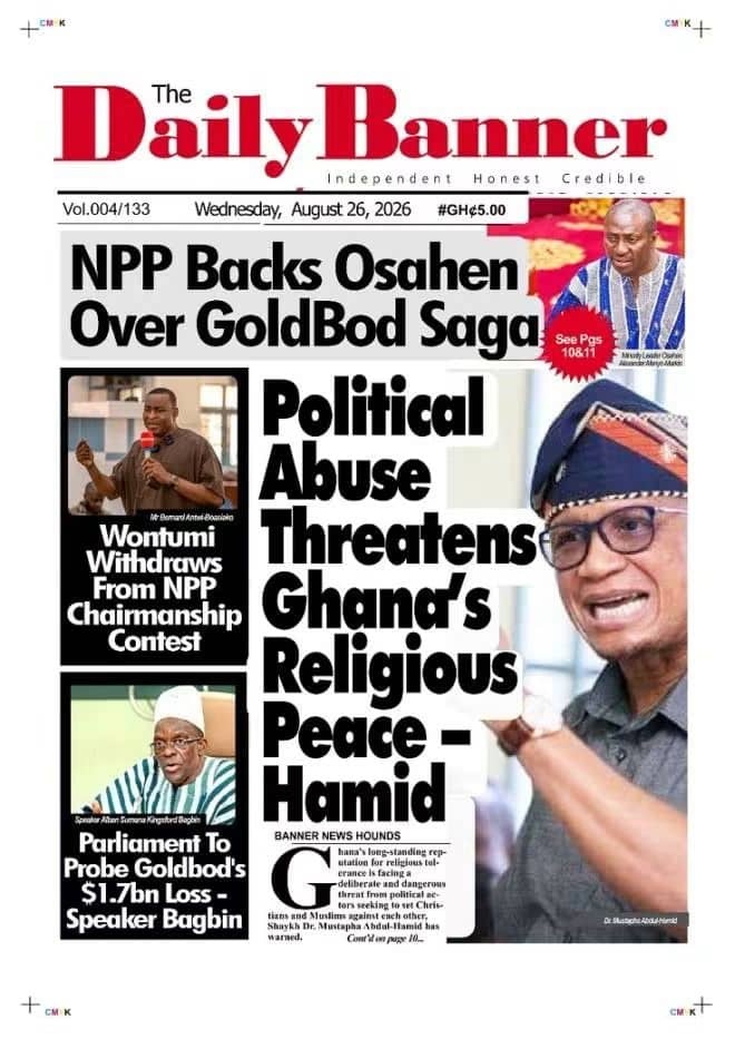 Newspaper Headlines - Wednesday, 26/08/26