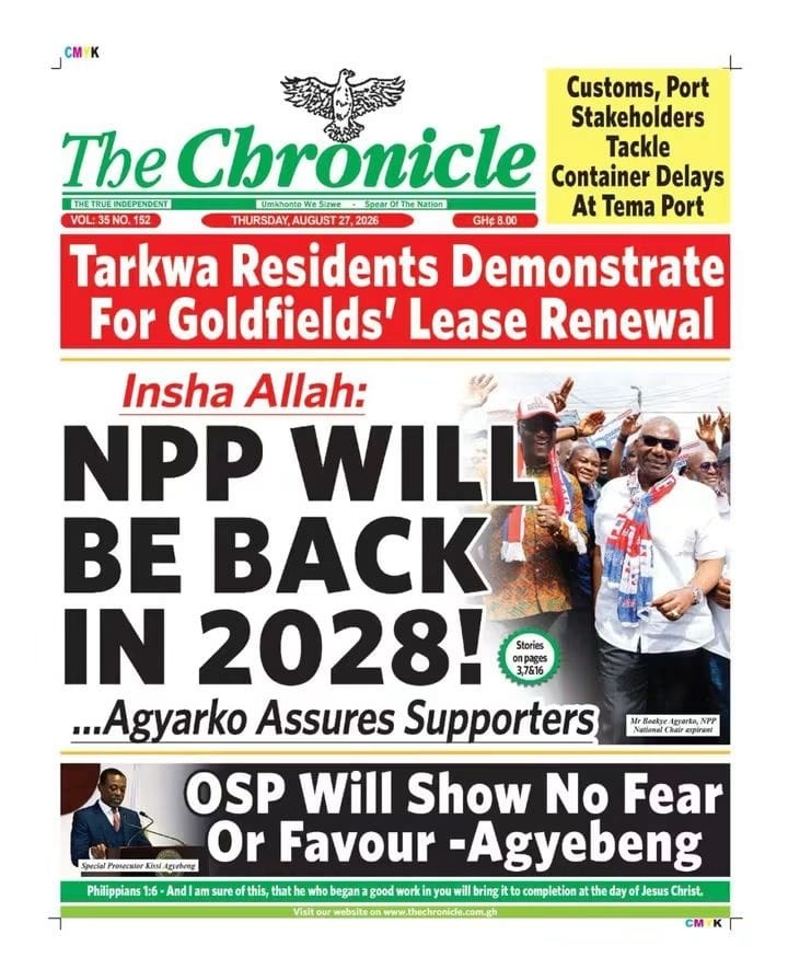Newspaper Headlines - Wednesday, 27/08/26
