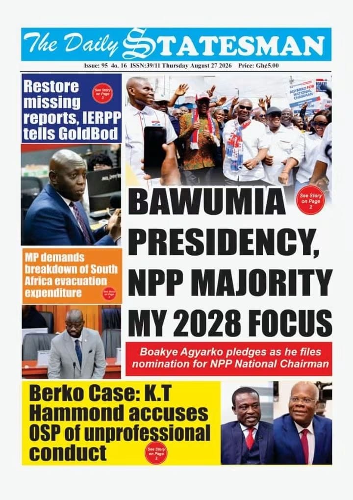 Newspaper Headlines - Wednesday, 27/08/26