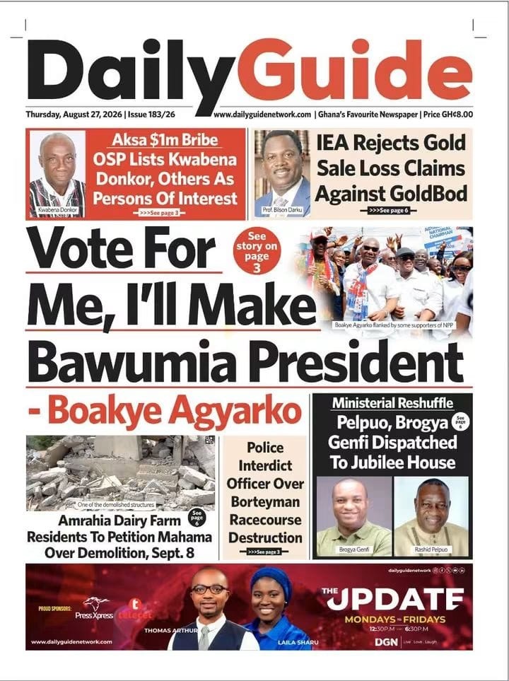 Newspaper Headlines - Wednesday, 27/08/26