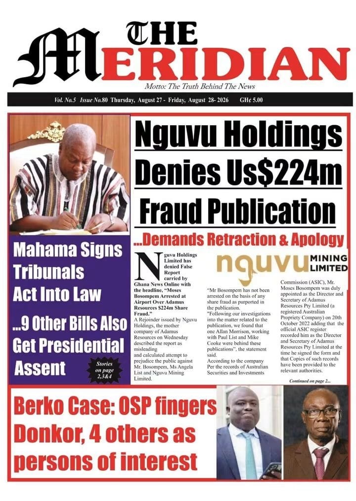 Newspaper Headlines - Wednesday, 27/08/26