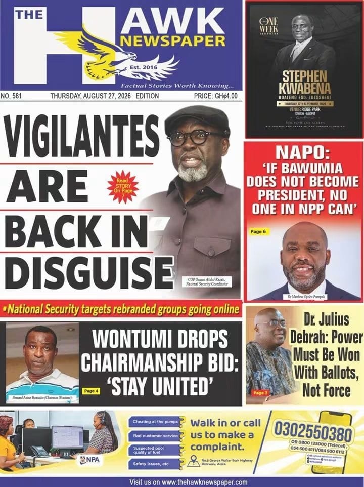 Newspaper Headlines - Wednesday, 27/08/26
