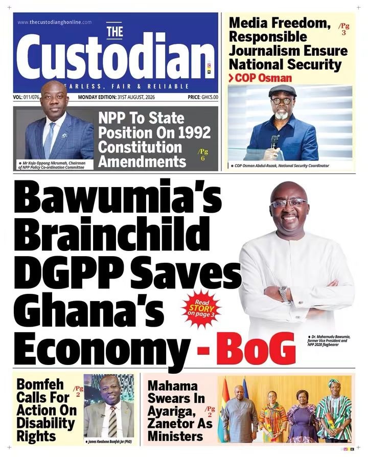 Newspaper Headlines - Monday,31/08/26