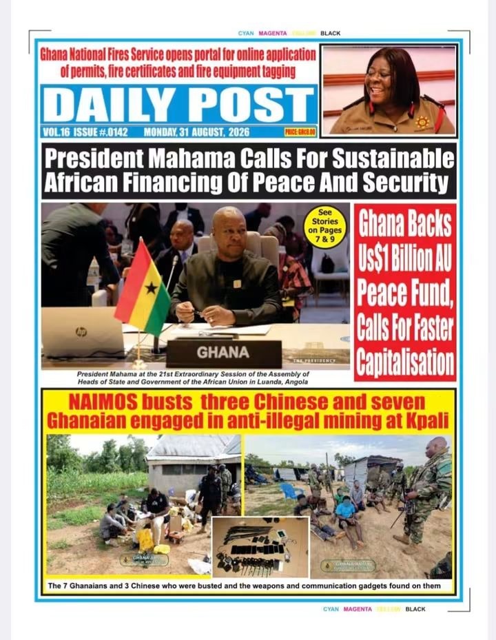 Newspaper Headlines - Monday,31/08/26