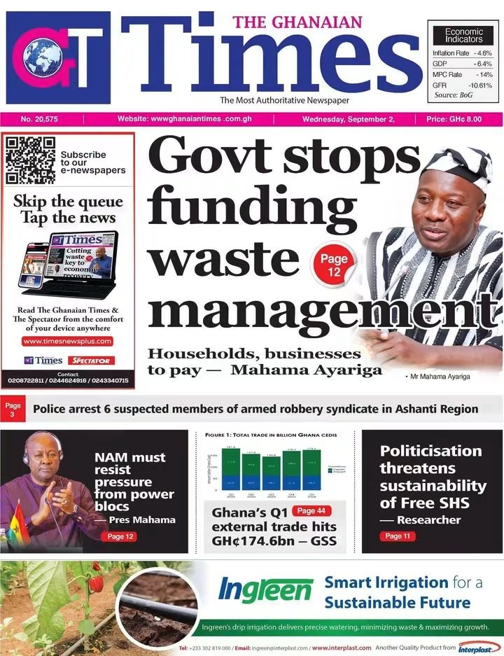 Newspaper Headlines - Wednesday, 02/09/26