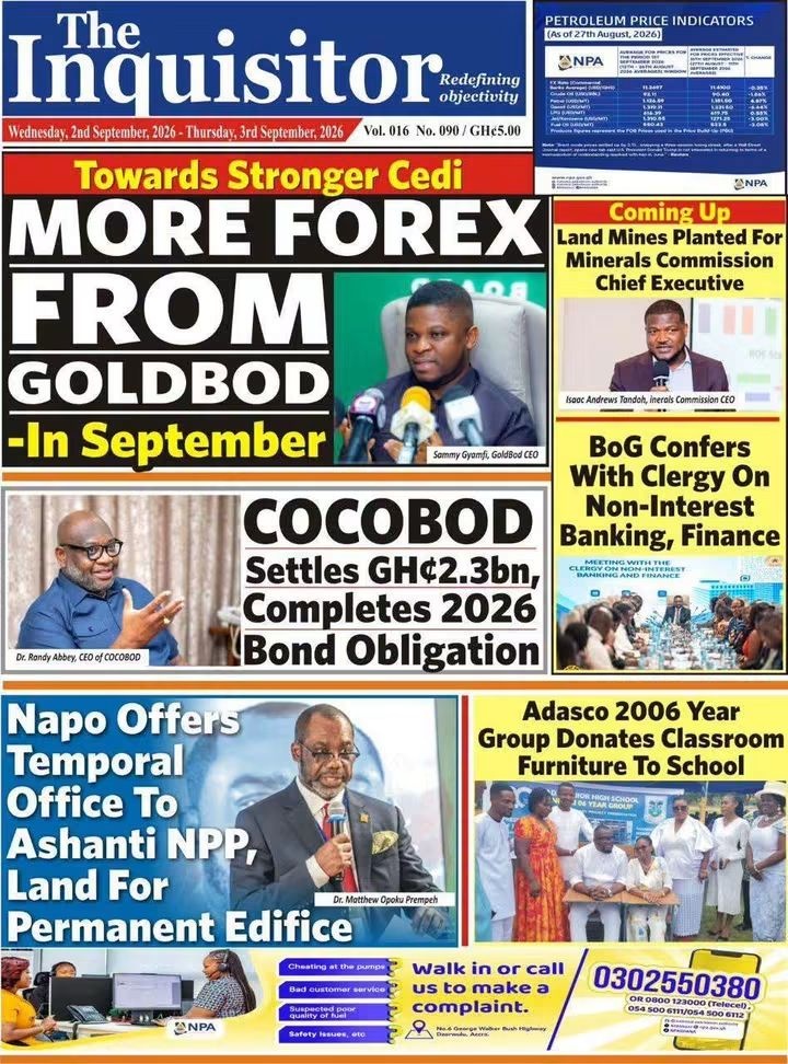 Newspaper Headlines - Wednesday, 02/09/26